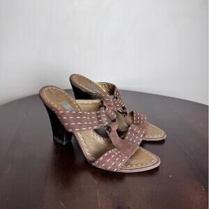 Alberta Ferretti Vintage Leather Heeled Sandals - Size 36.5